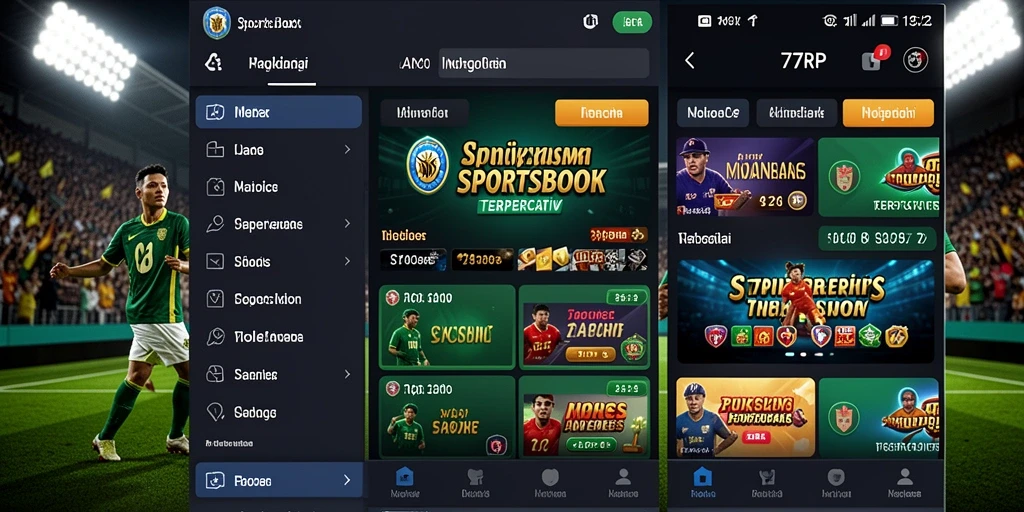 Screenshot utama 77RP menampilkan antarmuka taruhan olahraga yang menarik.