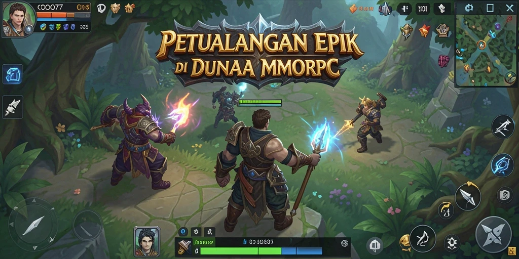 Screenshot gameplay COO77 yang menampilkan pertarungan epik di dunia fantastis.