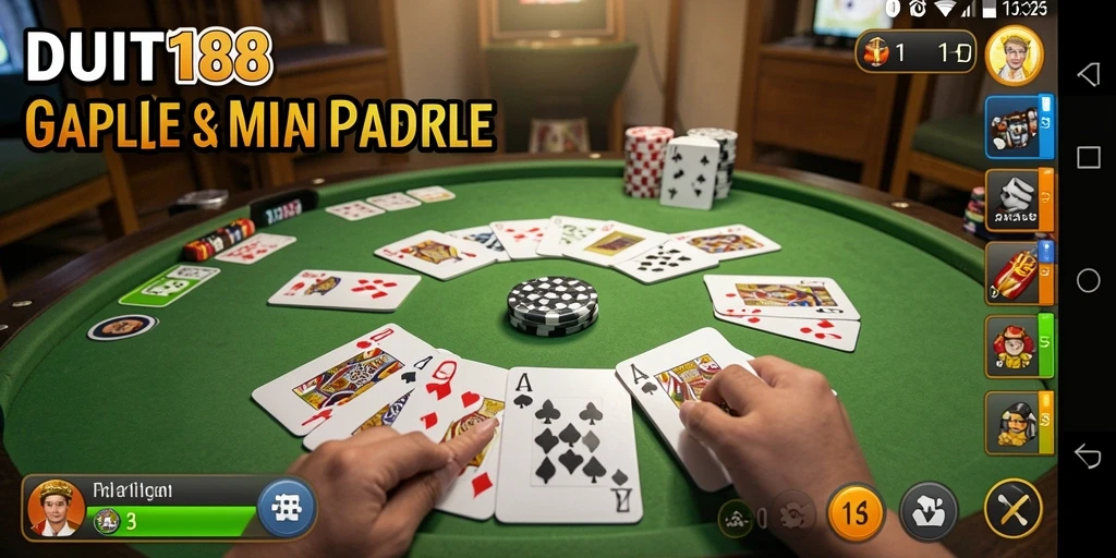 Tampilan gameplay seru dalam permainan Gaple DUIT188.