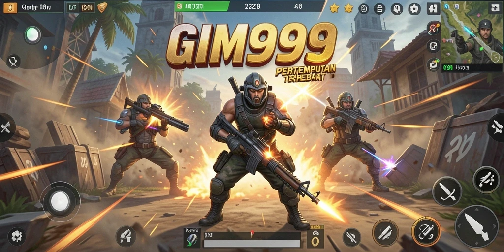 Screenshot GIM999 menampilkan aksi seru dan pertempuran sengit di medan Battle Royale.