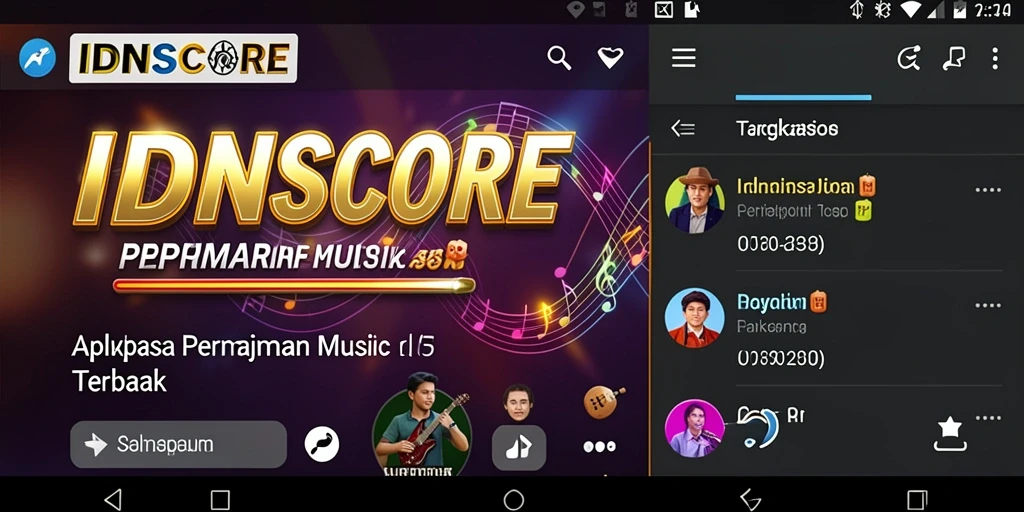 Tampilan gameplay IDNSCORE yang menampilkan berbagai genre musik.