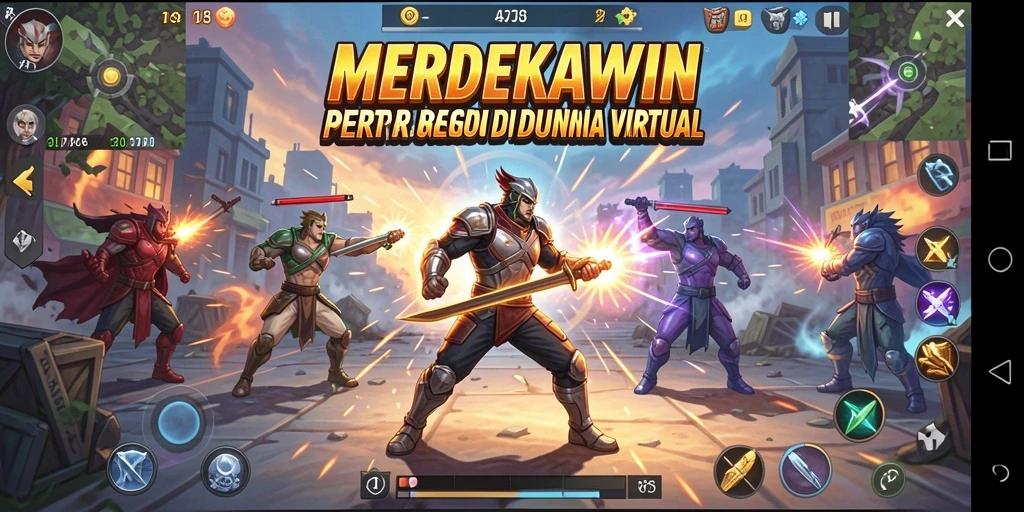 Tangkapan layar gameplay MERDEKAWIN menampilkan pertarungan seru yang penuh aksi.