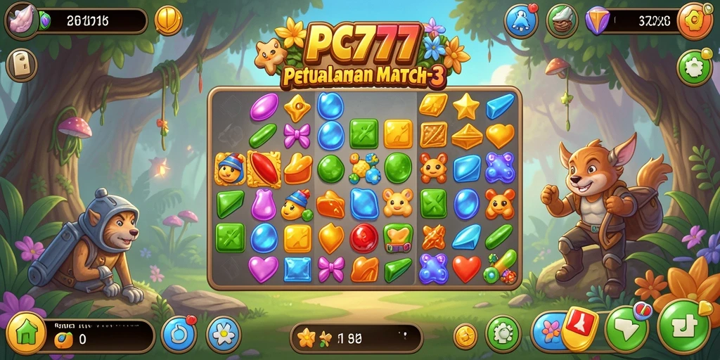 Tampilan permainan seru dari PC777 dalam kategori Match-3.