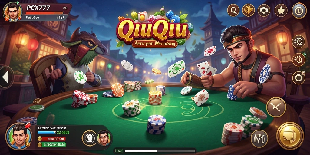 Tampilan gameplay QiuQiu yang seru dan dinamis di PCX777.