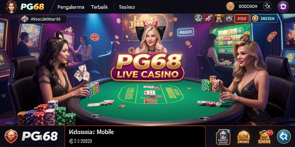 Screenshot PGG68 menampilkan suasana gameplay Live Casino yang seru dan interaktif.