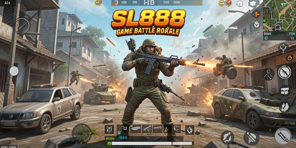 Tampilan gameplay seru dan strategis dalam SL888 Battle Royale.