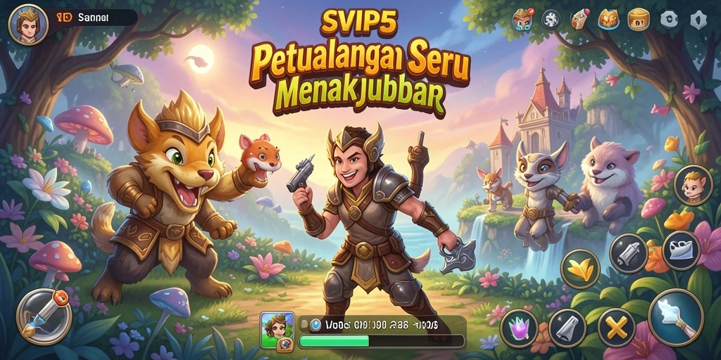 Tangkapan layar SVIP5 menunjukkan karakter utama menjelajahi dunia yang indah.